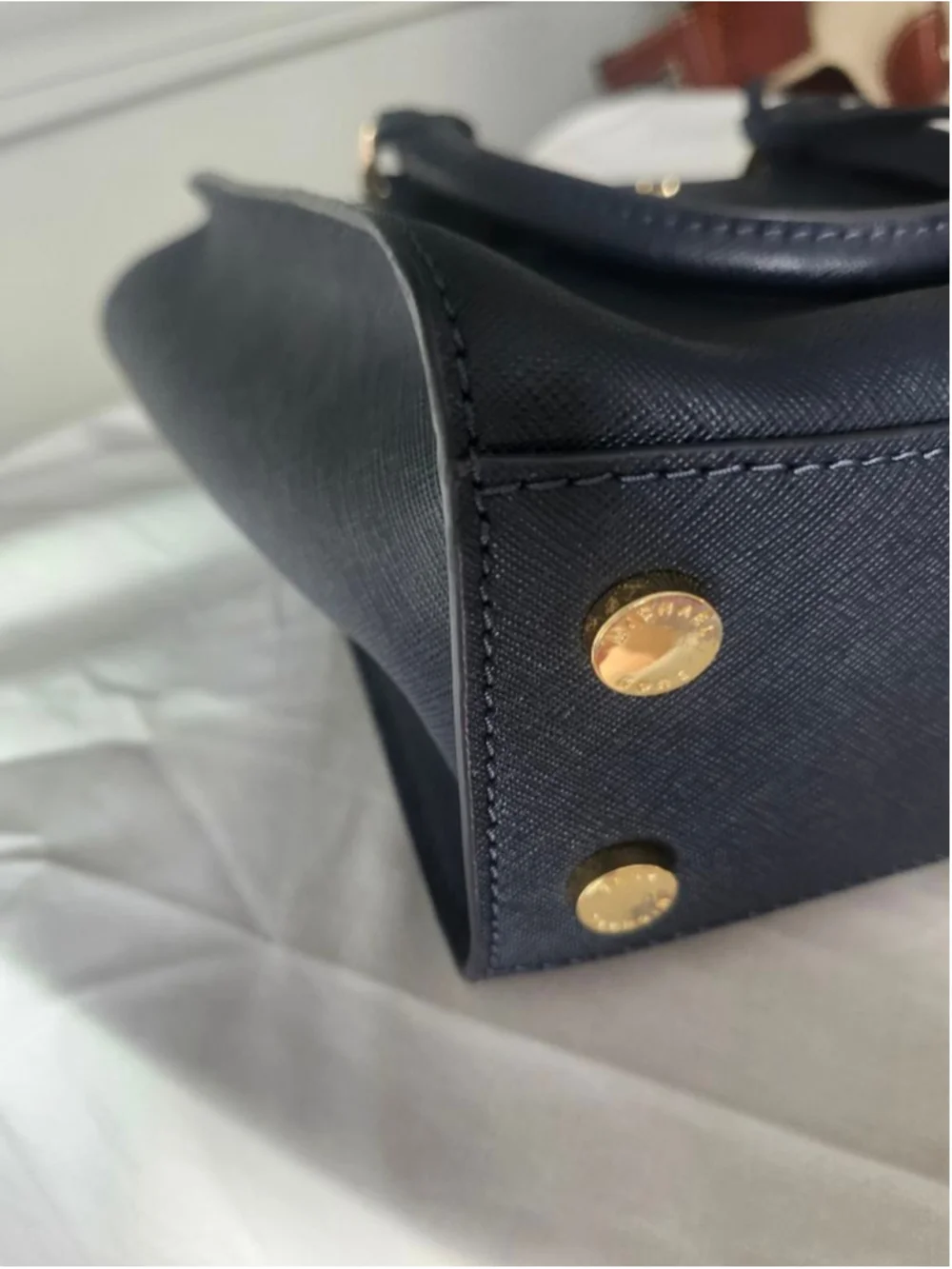 Women's Michael Kors Navy Satchel One Size with Gold Hardware